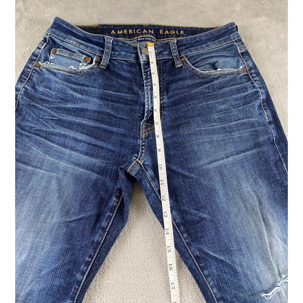 American Eagle Mens Next Level Flex Slim Taper Distressed Dark Wash Jeans 32x30 - Picture 12 of 16